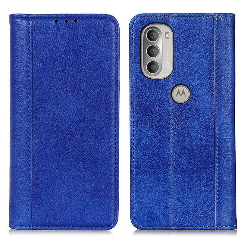 Folio Cover Moto G51 5G Custodia in pelle Eleganza Split Litchi Leather