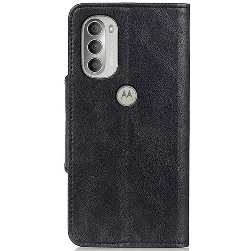 Folio Cover Moto G51 5G Ecopelle Vintage E Bottone