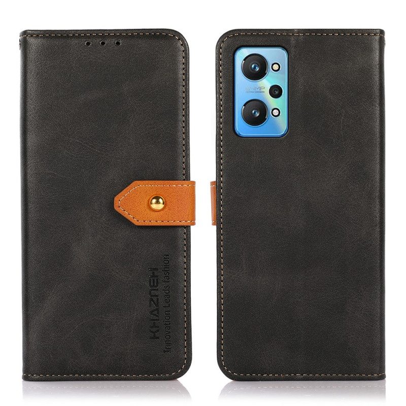 Folio Cover Realme GT Neo 3T / Neo 2 Chiusura Dorata Bicolore Khazneh