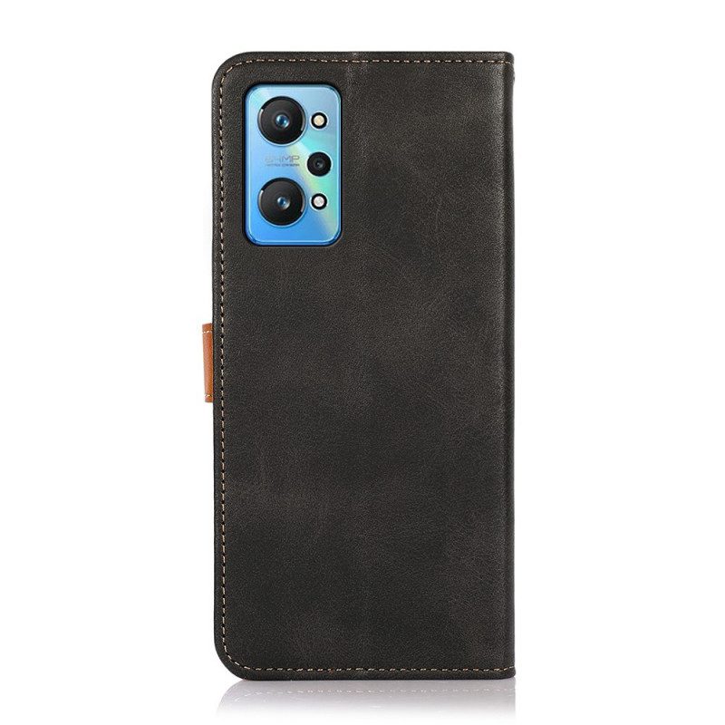 Folio Cover Realme GT Neo 3T / Neo 2 Chiusura Dorata Bicolore Khazneh