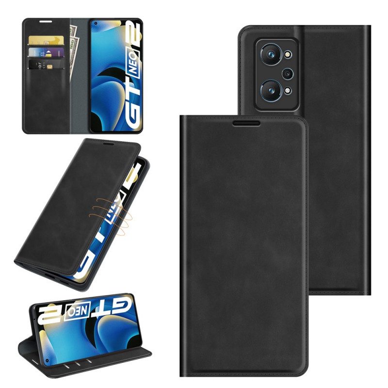 Folio Cover Realme GT Neo 3T / Neo 2 Custodia in pelle Effetto Pelle Morbida Seta