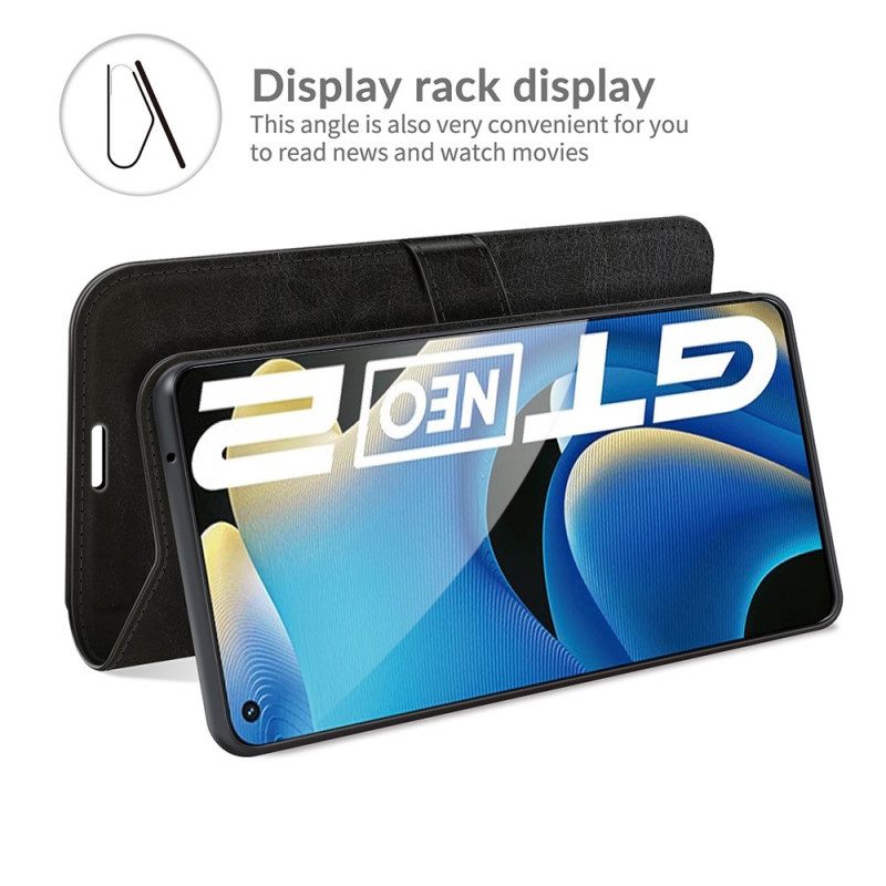 Folio Cover Realme GT Neo 3T / Neo 2 Effetto Pelle Di Design