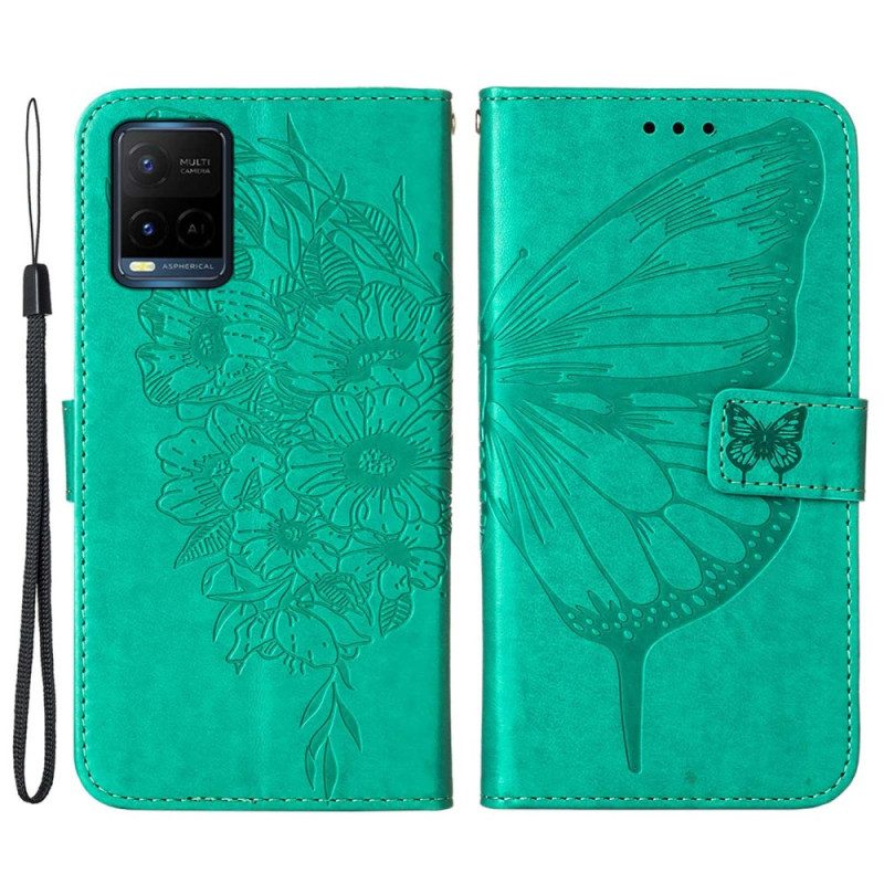 Folio Cover Vivo Y21 Disegno Farfalla