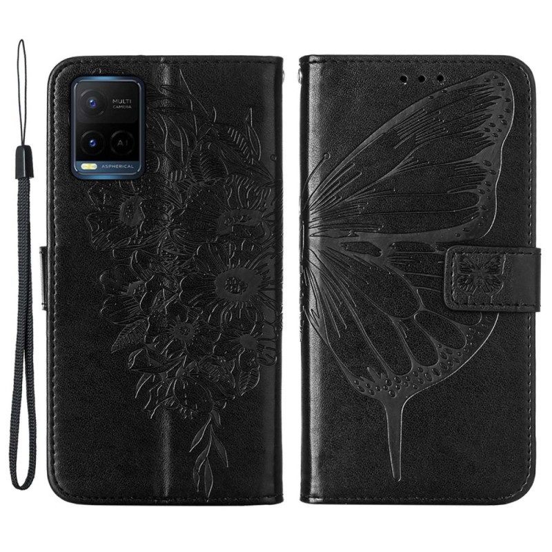 Folio Cover Vivo Y21 Disegno Farfalla