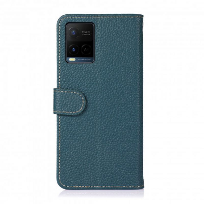 Folio Cover Vivo Y21 Khazneh Pelle Di Litchi