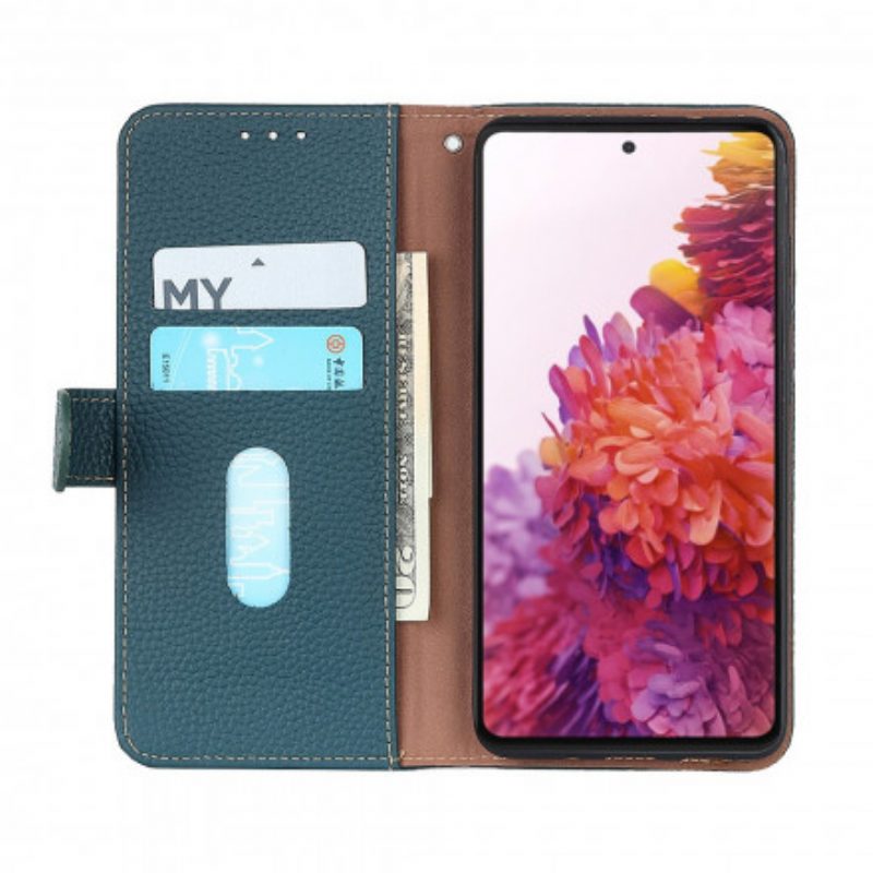 Folio Cover Vivo Y21 Khazneh Pelle Di Litchi