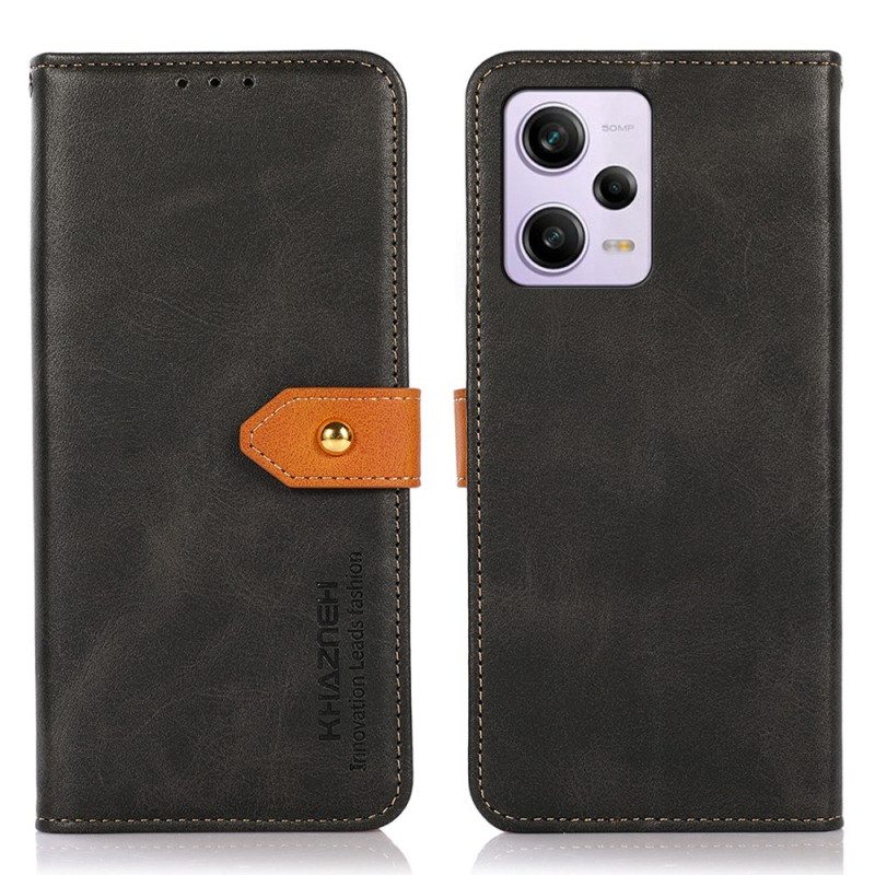 Custodia in pelle Xiaomi Redmi Note 12 Pro Chiusura Dorata Bicolore Khazneh