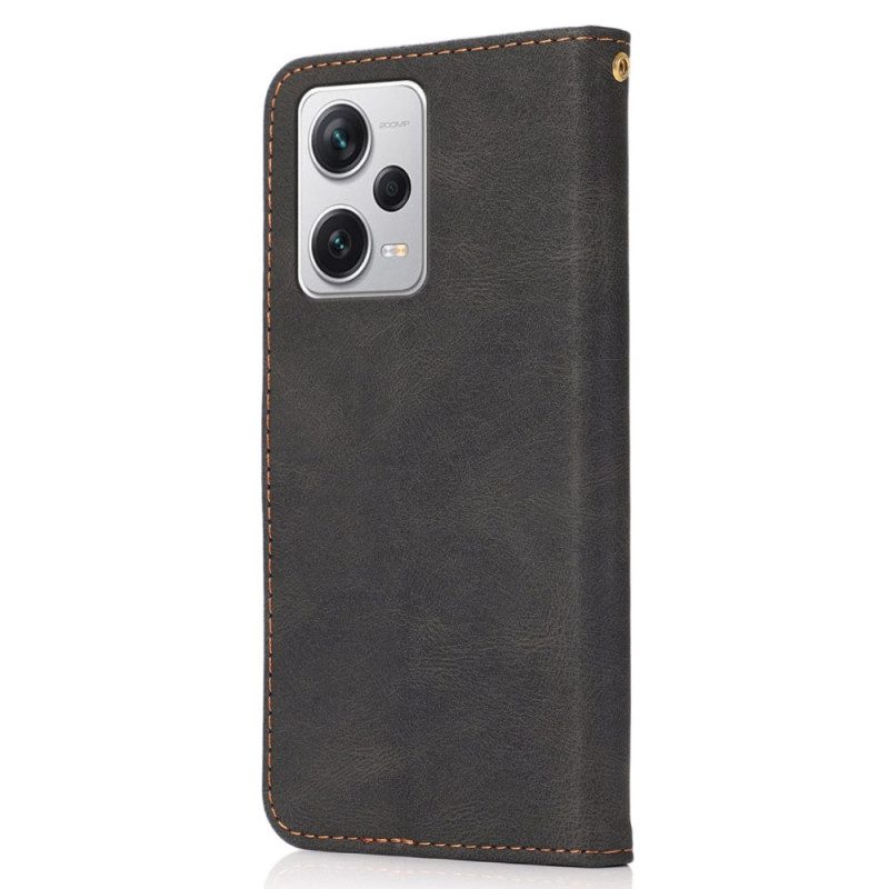 Custodia in pelle Xiaomi Redmi Note 12 Pro Cinturino Bicolore