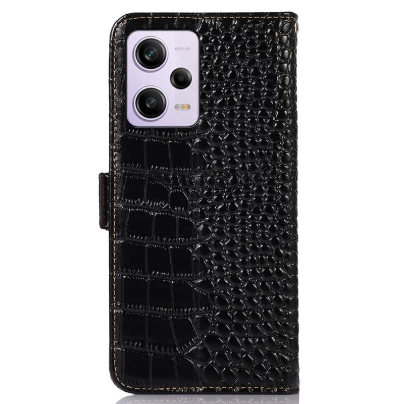 Custodia in pelle Xiaomi Redmi Note 12 Pro Rfid Stile Coccodrillo