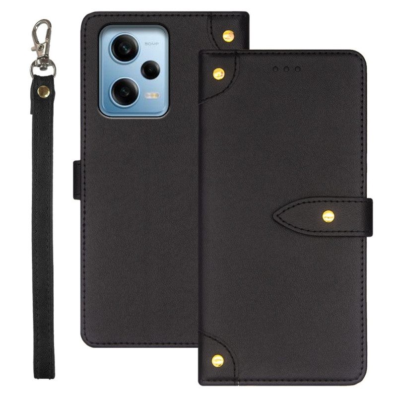 Custodia in pelle Xiaomi Redmi Note 12 Pro Rivetti E Cordino