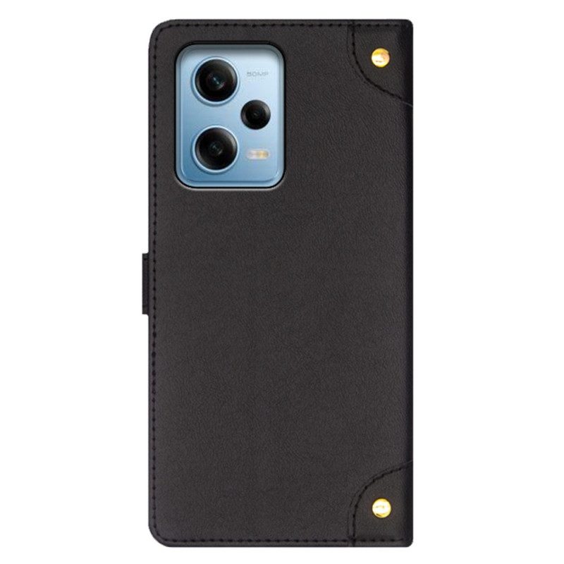 Custodia in pelle Xiaomi Redmi Note 12 Pro Rivetti E Cordino