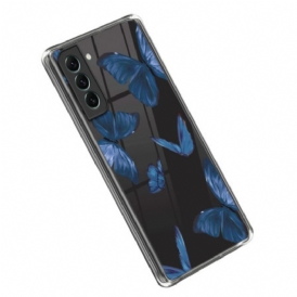 Cover Samsung Galaxy S23 5G Farfalle Blu Senza Soluzione Di Continuità