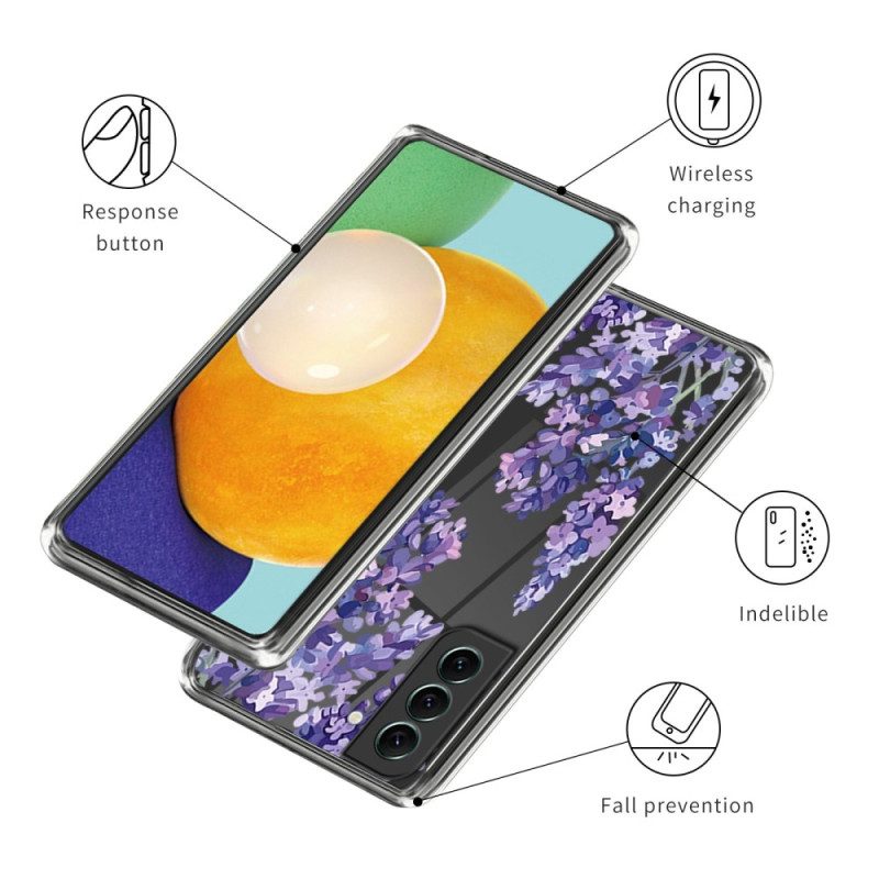 Cover Samsung Galaxy S23 5G Fiori Viola Senza Soluzione Di Continuità