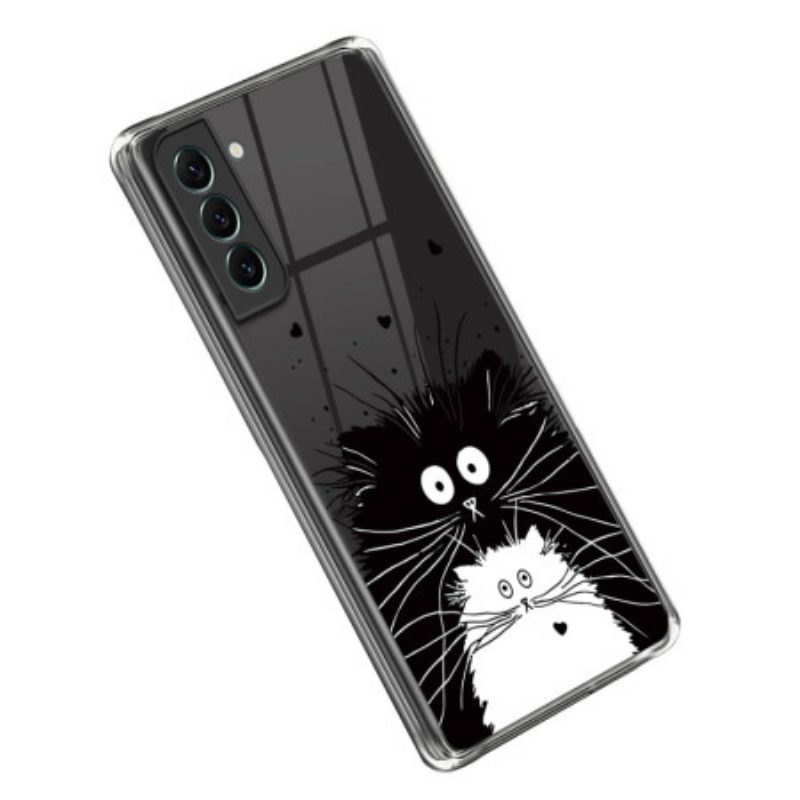 Cover Samsung Galaxy S23 5G Gatto Bianco Trasparente Gatto Nero