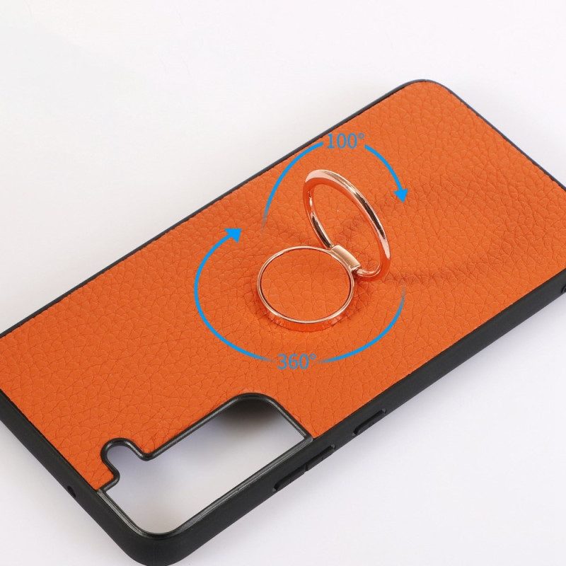 Cover Samsung Galaxy S23 5G Porta Anelli Litchi In Ecopelle