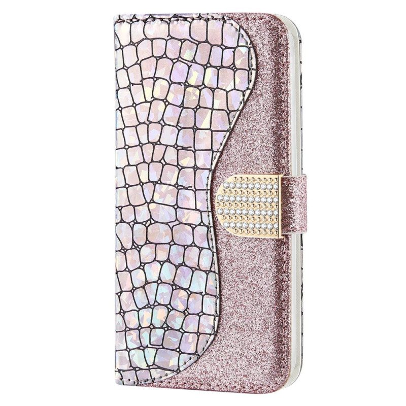 Custodia A Portafoglio Samsung Galaxy S23 5G Diamanti Coccodrillo