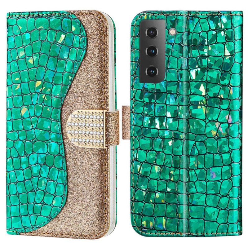 Custodia A Portafoglio Samsung Galaxy S23 5G Diamanti Coccodrillo