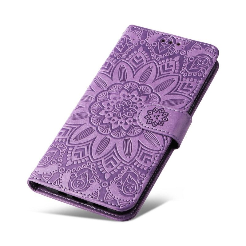 Custodia A Portafoglio Samsung Galaxy S23 5G Mandala Sole Con Cordino