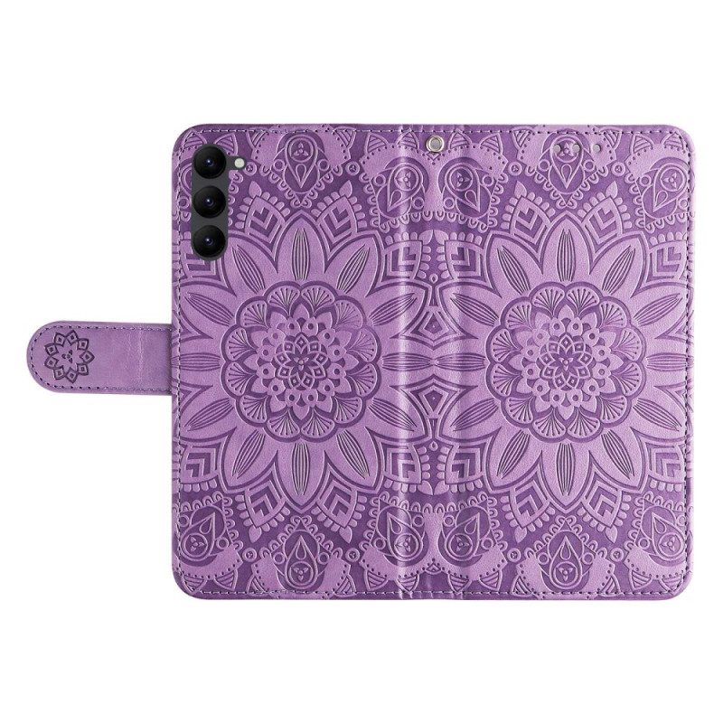 Custodia A Portafoglio Samsung Galaxy S23 5G Mandala Sole Con Cordino