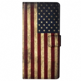 Custodia in pelle Samsung Galaxy S23 5G Bandiera Americana D'epoca