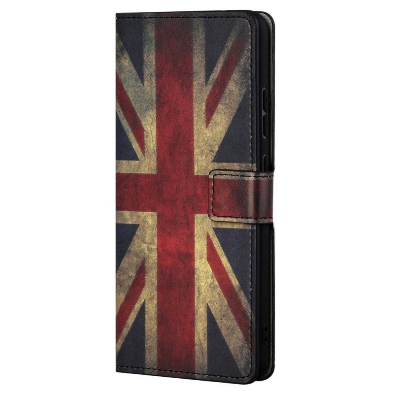 Custodia in pelle Samsung Galaxy S23 5G Bandiera Inglese D'epoca