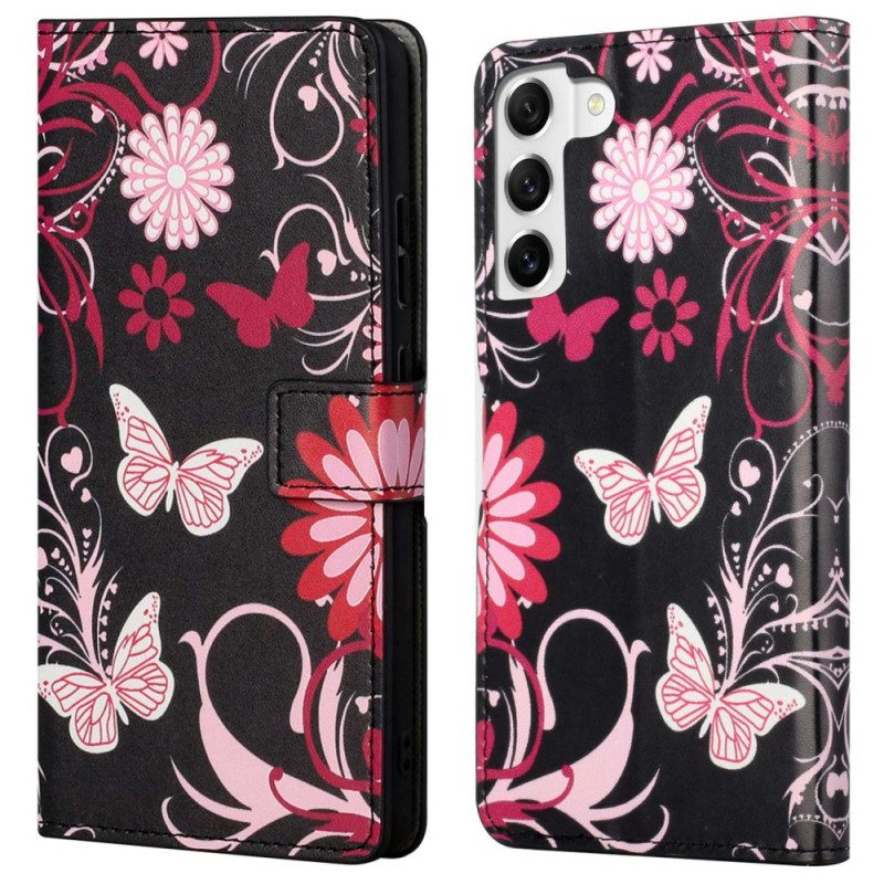 Custodia in pelle Samsung Galaxy S23 5G Belle Farfalle