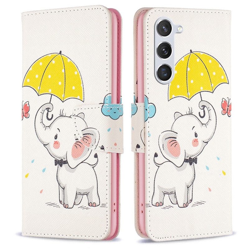 Custodia in pelle Samsung Galaxy S23 5G Cucciolo Di Elefante