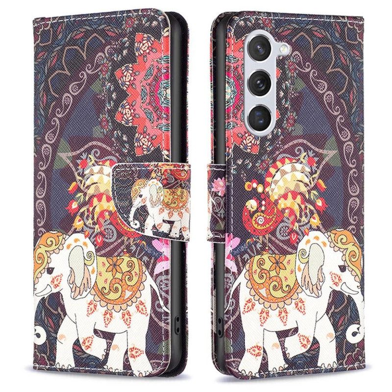 Custodia in pelle Samsung Galaxy S23 5G Elefante Tribale