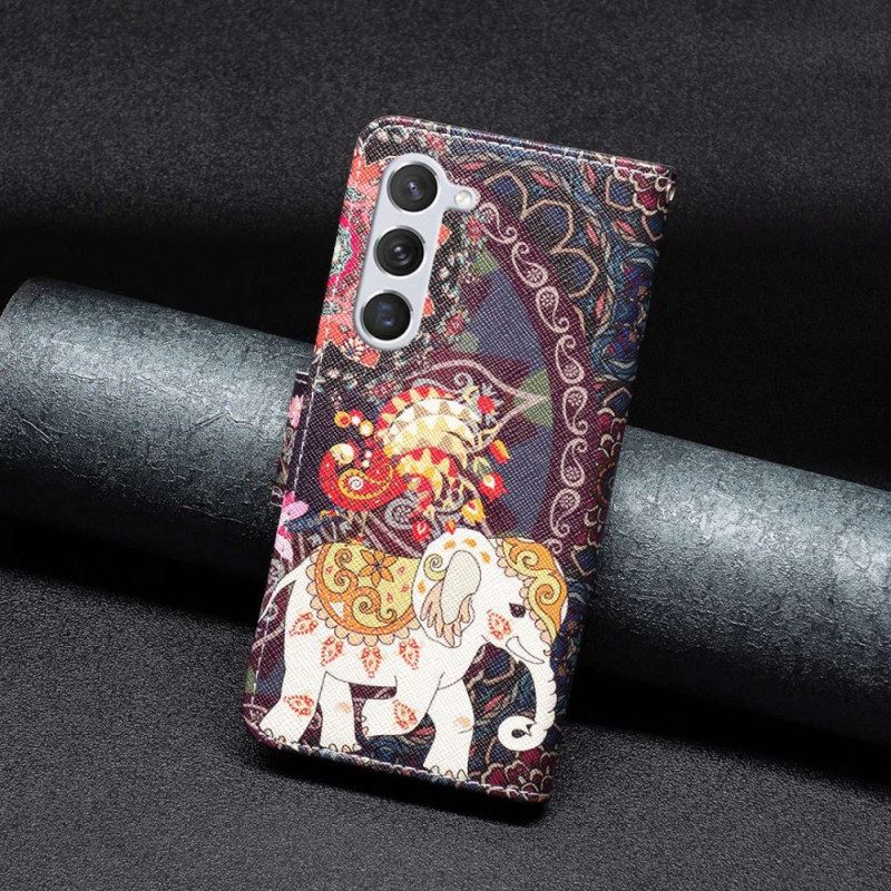 Custodia in pelle Samsung Galaxy S23 5G Elefante Tribale