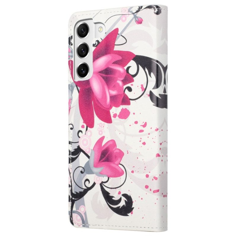 Custodia in pelle Samsung Galaxy S23 5G Fiori Tropicali