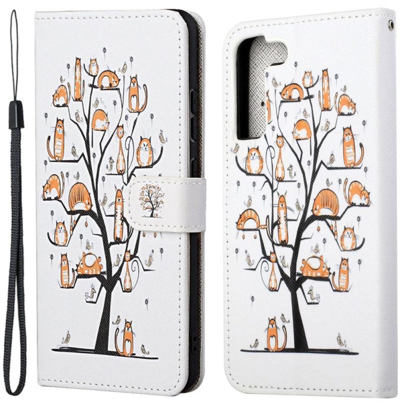 Custodia in pelle Samsung Galaxy S23 5G Gatti Nell'albero Del Perizoma