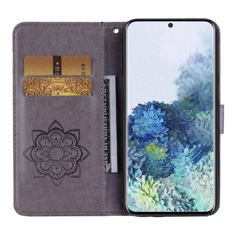 Custodia in pelle Samsung Galaxy S23 5G Gufo Mandala E Cordino