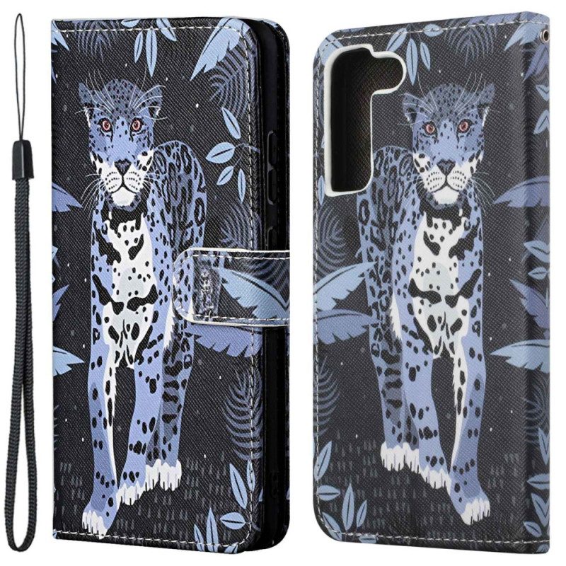 Custodia in pelle Samsung Galaxy S23 5G Leopardo Con Spalline