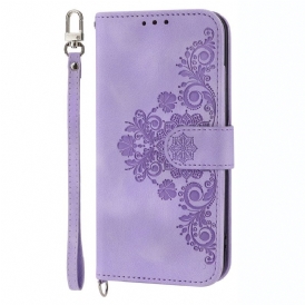 Custodia in pelle Samsung Galaxy S23 5G Mandala In Pizzo Con Spalline