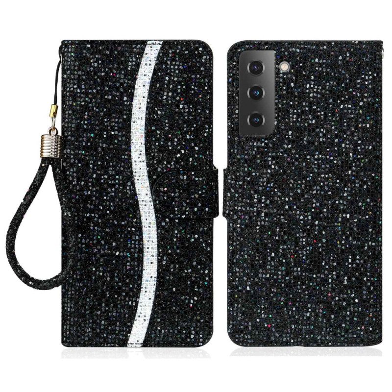 Custodia in pelle Samsung Galaxy S23 5G Paillettes Strappy