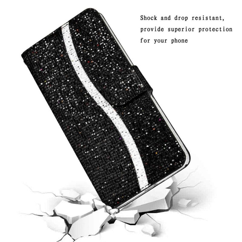 Custodia in pelle Samsung Galaxy S23 5G Paillettes Strappy