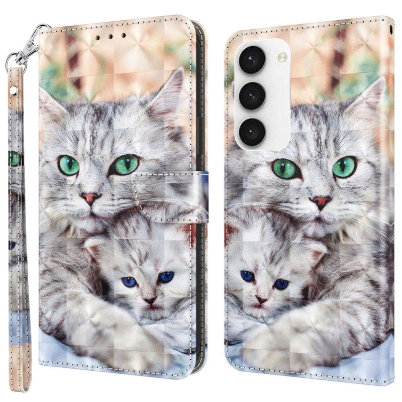 Custodia in pelle Samsung Galaxy S23 5G Perizoma Gatti