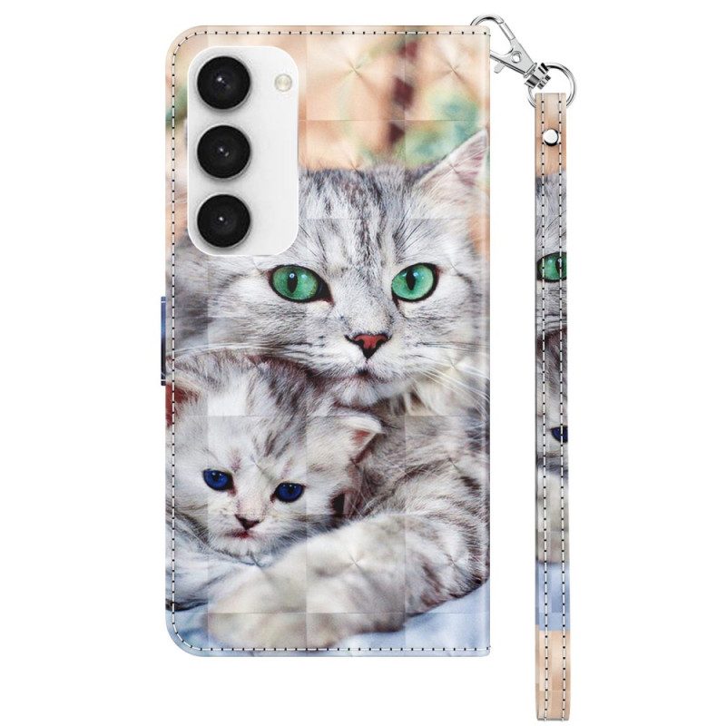 Custodia in pelle Samsung Galaxy S23 5G Perizoma Gatti