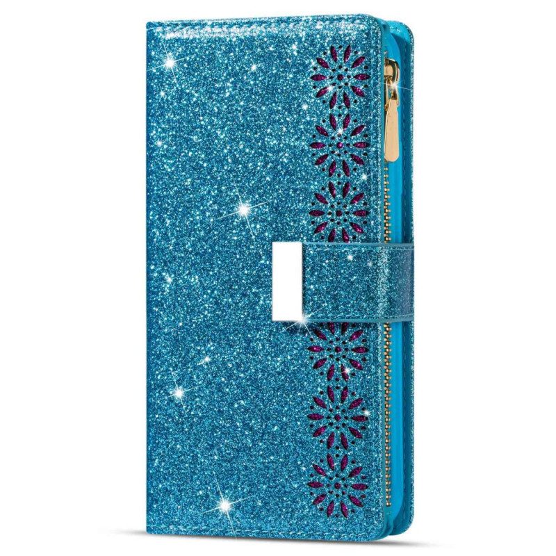 Custodia in pelle Samsung Galaxy S23 5G Portafoglio Portafoglio Con Paillettes