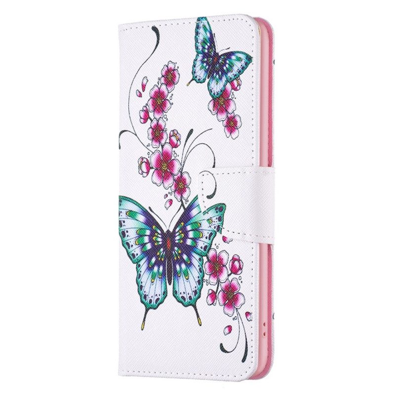 Custodia in pelle Samsung Galaxy S23 5G Rifiuta Le Farfalle