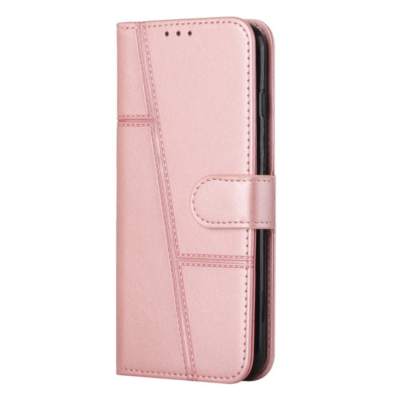 Custodia in pelle Samsung Galaxy S23 5G Strappy Stile Geometrico In Pelle