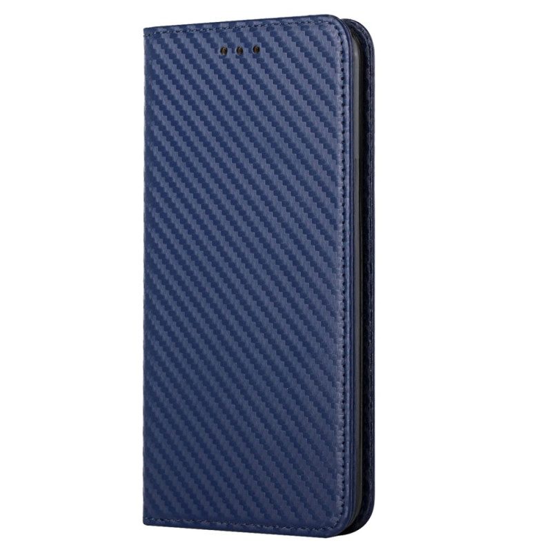 Folio Cover Samsung Galaxy S23 5G Custodia in pelle Stile In Fibra Di Carbonio Con Cinturino