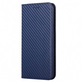 Folio Cover Samsung Galaxy S23 5G Custodia in pelle Stile In Fibra Di Carbonio Con Cinturino