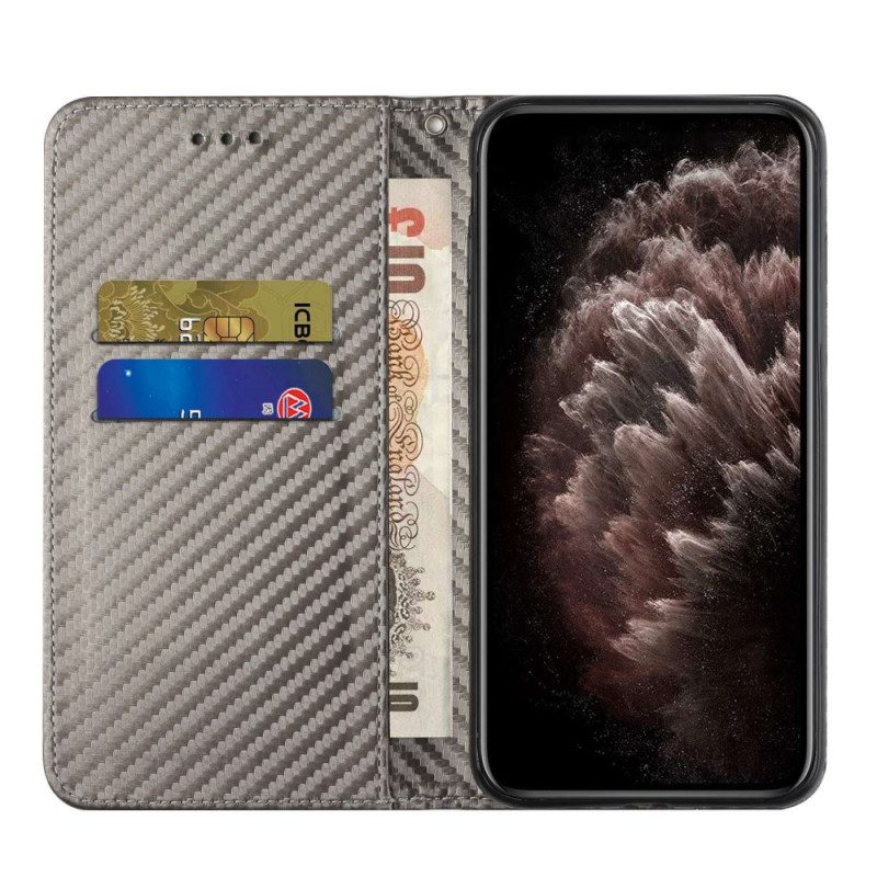 Folio Cover Samsung Galaxy S23 5G Custodia in pelle Stile In Fibra Di Carbonio Con Cinturino