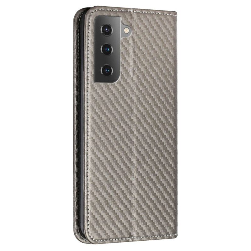 Folio Cover Samsung Galaxy S23 5G Custodia in pelle Stile In Fibra Di Carbonio Con Cinturino