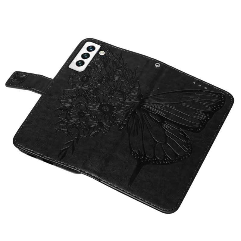 Folio Cover Samsung Galaxy S23 5G Design A Farfalla Con Cordino