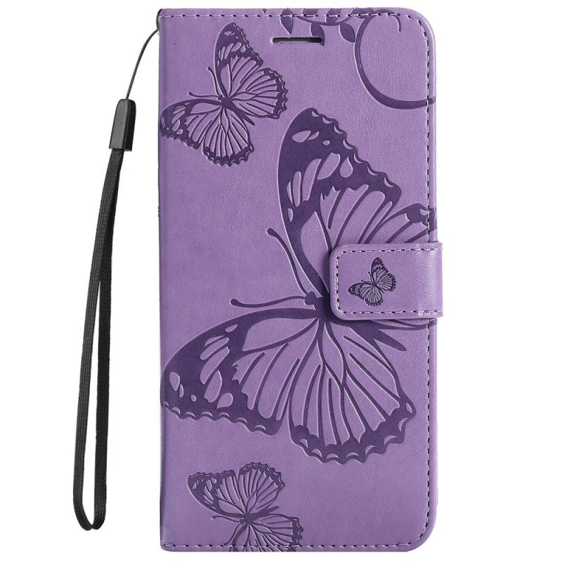 Folio Cover Samsung Galaxy S23 5G Farfalle Con Cinturino Gigante