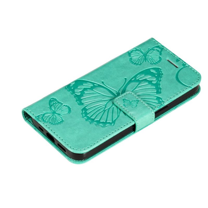 Folio Cover Samsung Galaxy S23 5G Farfalle Con Cinturino Gigante