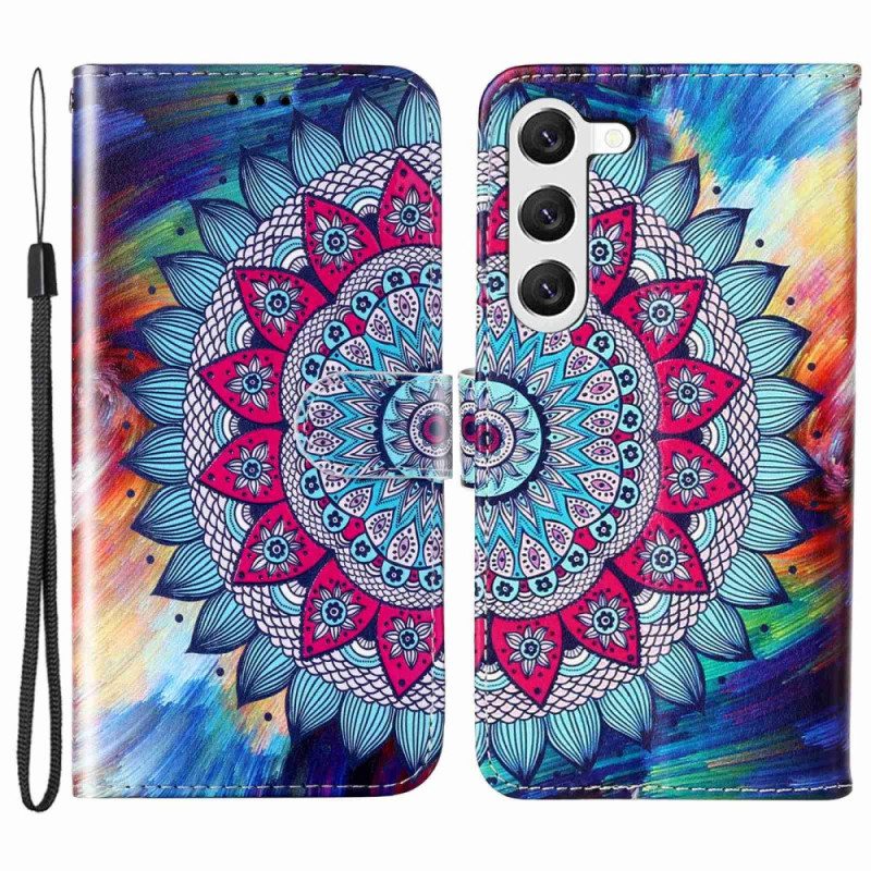 Folio Cover Samsung Galaxy S23 5G Mandala Con Cinghie Colorate