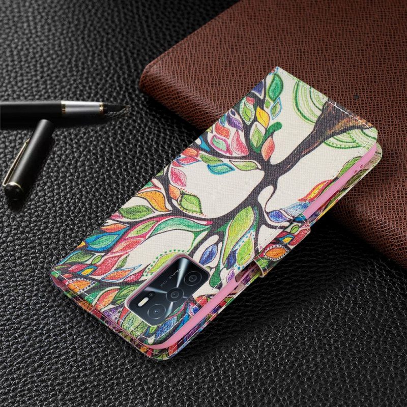 Custodia in pelle Oppo A16 / A16s Albero Colorato